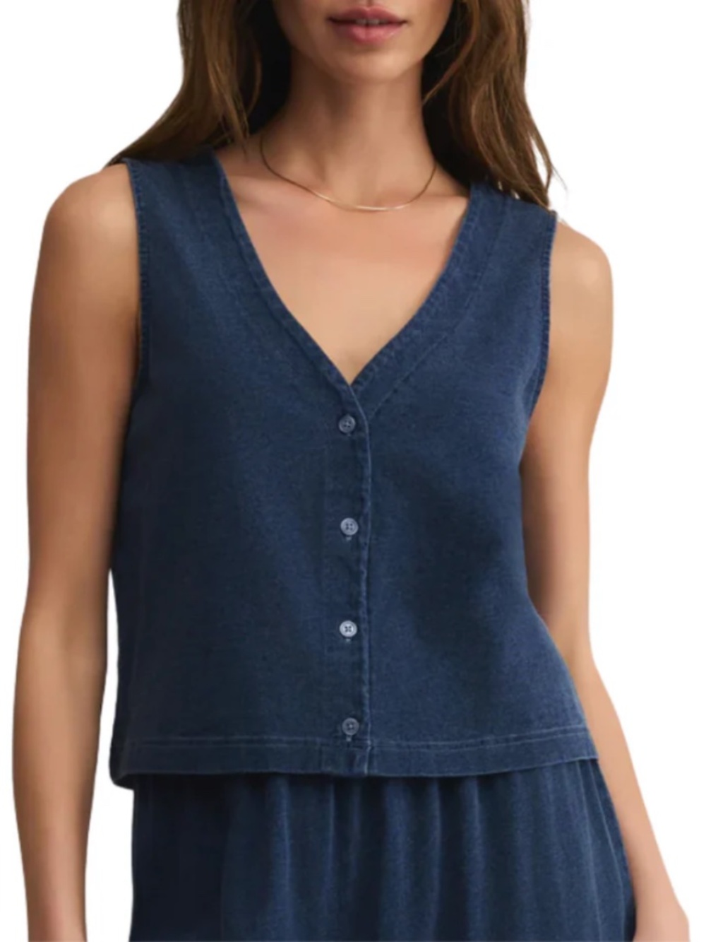 Z Supply Solace Jersey Denim Top Indigo